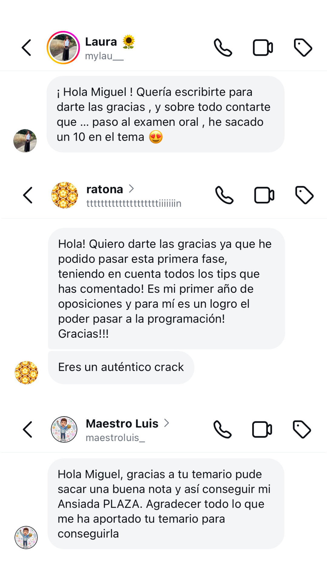 Testimonio de alumna/o sobre el Temario Interactivo