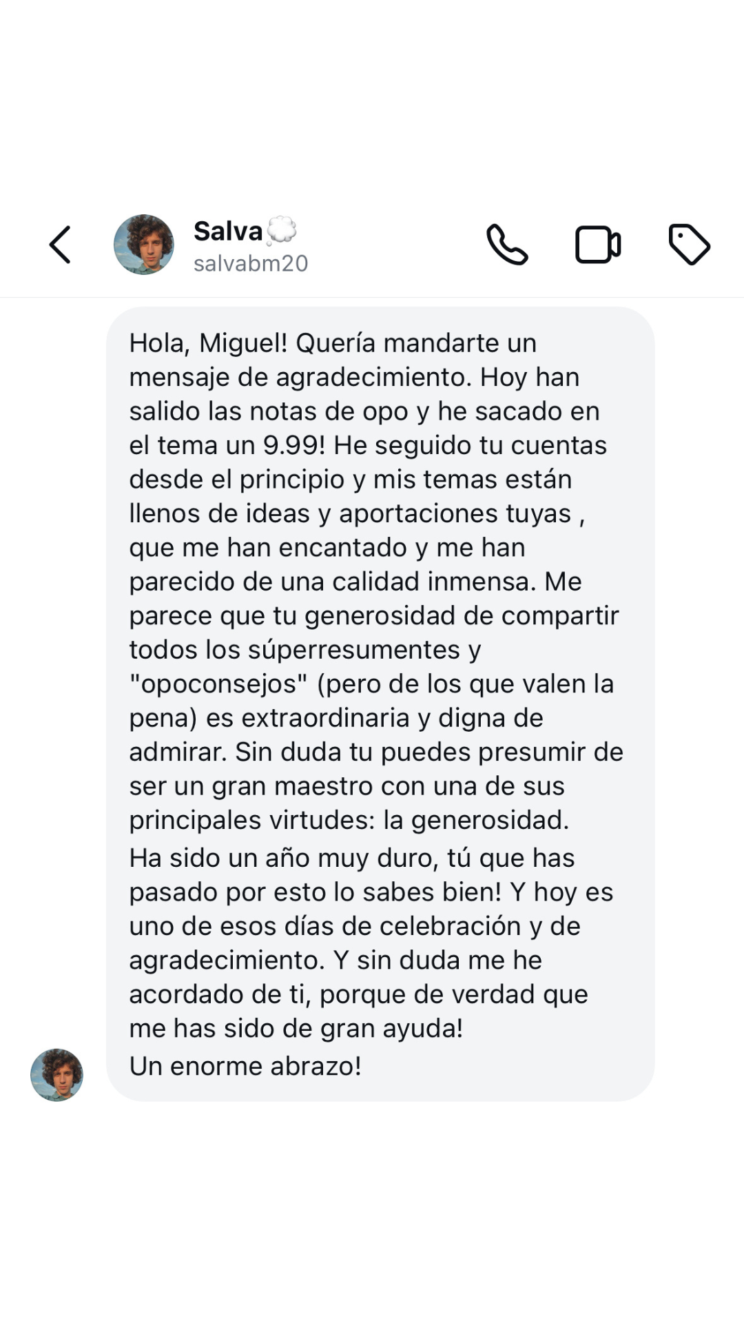Testimonio de alumna/o sobre el Temario Interactivo